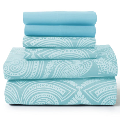 Soft Microfiber, Wrinkle-Free, Luxurious 6Pc Paisley Sheet Set