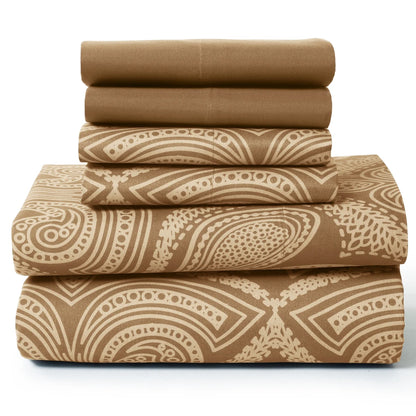 Soft Microfiber, Wrinkle-Free, Luxurious 6Pc Paisley Sheet Set