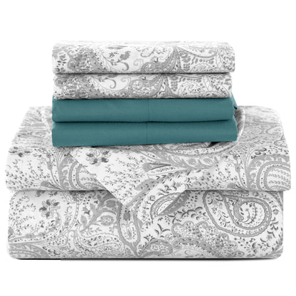 Soft Microfiber, Wrinkle-Free, Luxurious 6Pc Paisley Sheet Set