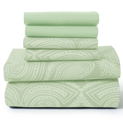 Soft Microfiber, Wrinkle-Free, Luxurious 6Pc Paisley Sheet Set