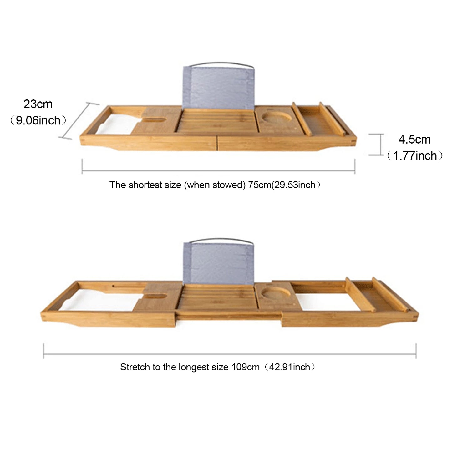 Bamboo Bath Tray Table Bathtub Caddy