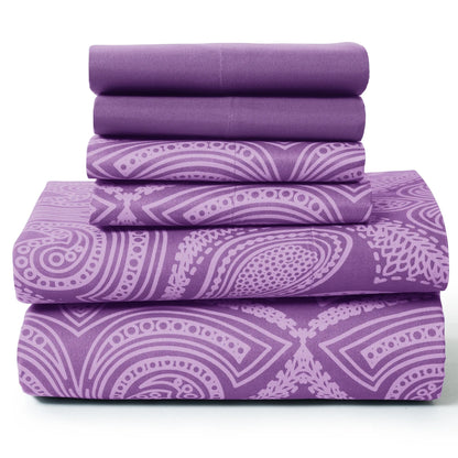 Soft Microfiber, Wrinkle-Free, Luxurious 6Pc Paisley Sheet Set