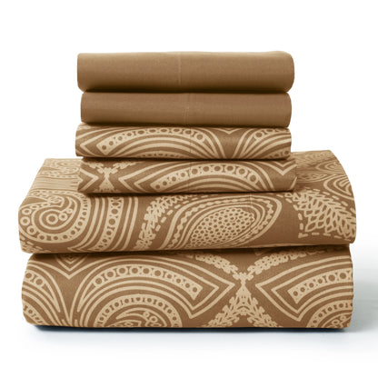 Soft Microfiber, Wrinkle-Free, Luxurious 6Pc Paisley Sheet Set