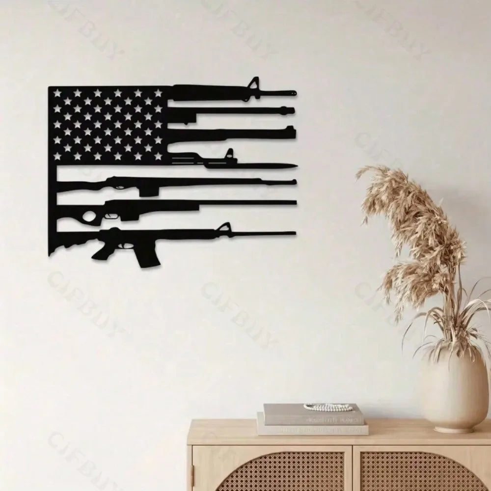 American Metal Wall Sign, Rustic Tin Art Plaque