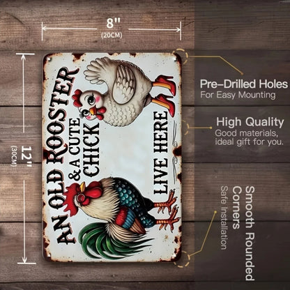 6pcs Chicken Coop Metal Tin Signs - Farmhouse Wall Decor