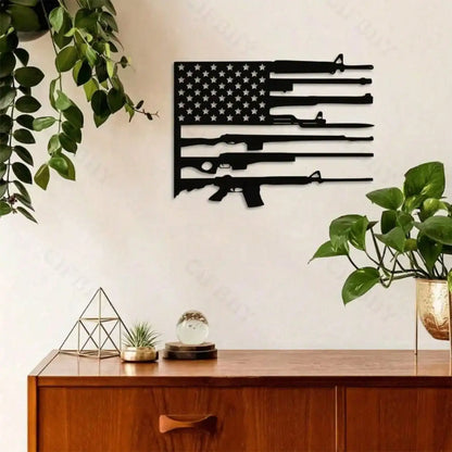 American Metal Wall Sign, Rustic Tin Art Plaque