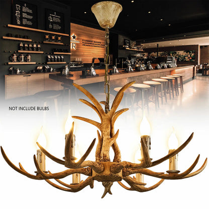 Log Brown Resin Antler Chandelier Light