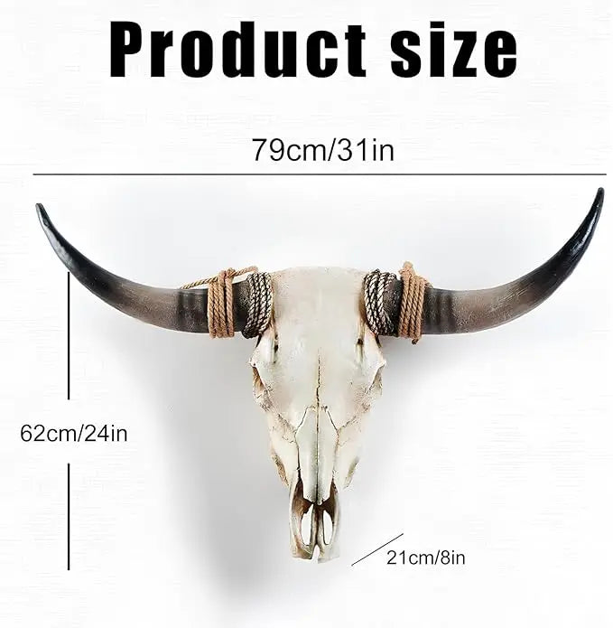 Rustic Style Bull Skull, Large Longhorn Bull Skull, Handmade Western Decor