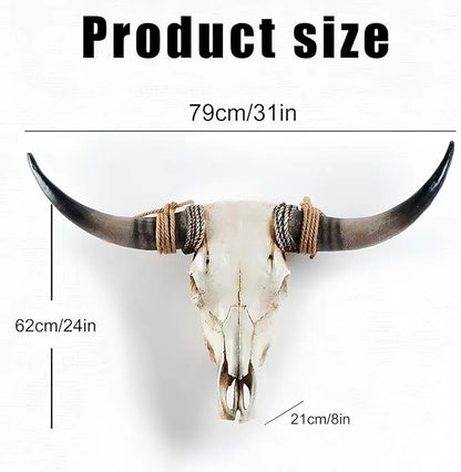 Rustic Style Bull Skull, Large Longhorn Bull Skull, Handmade Western Decor