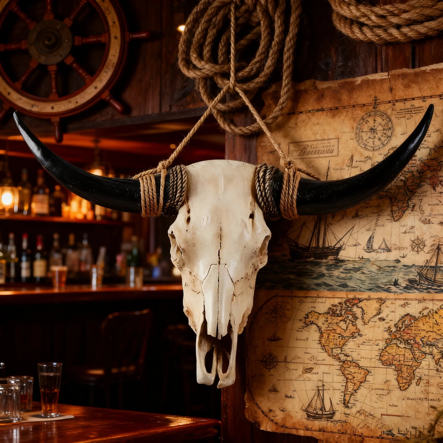 Rustic Style Bull Skull, Large Longhorn Bull Skull, Handmade Western Decor