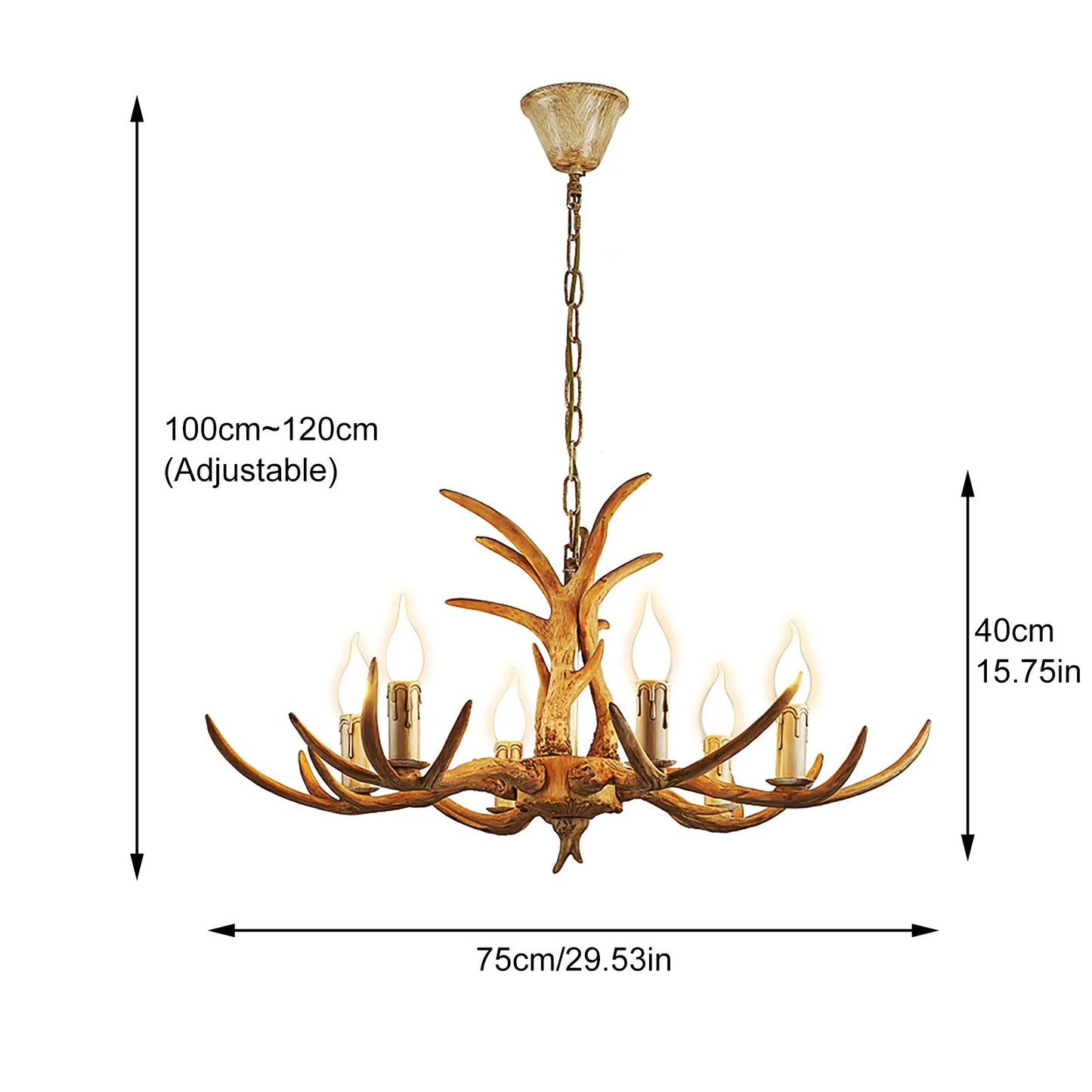 Log Brown Resin Antler Chandelier Light