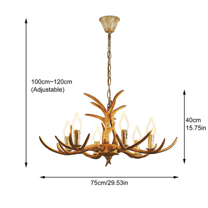 Log Brown Resin Antler Chandelier Light