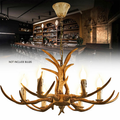 Log Brown Resin Antler Chandelier Light
