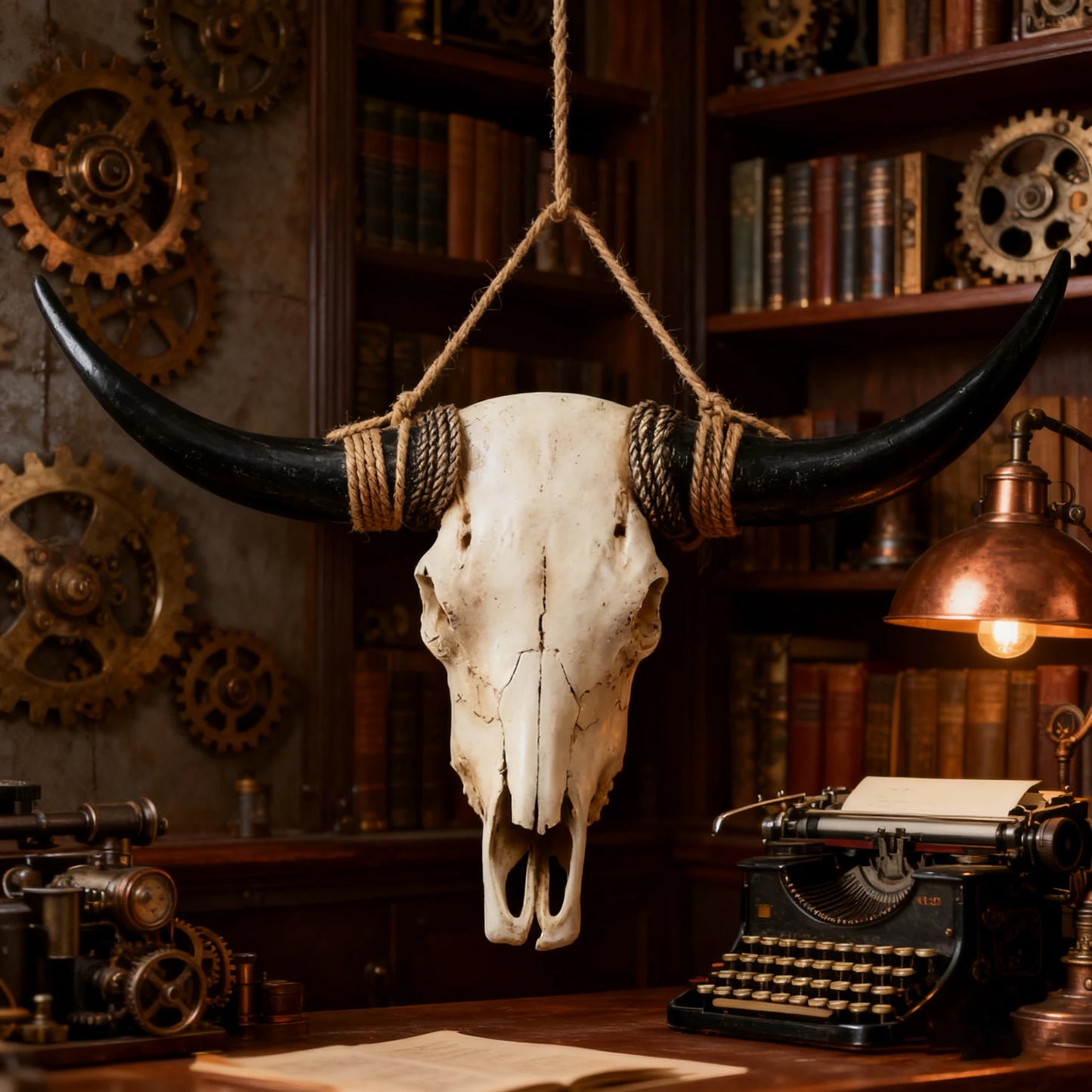 Rustic Style Bull Skull, Large Longhorn Bull Skull, Handmade Western Decor