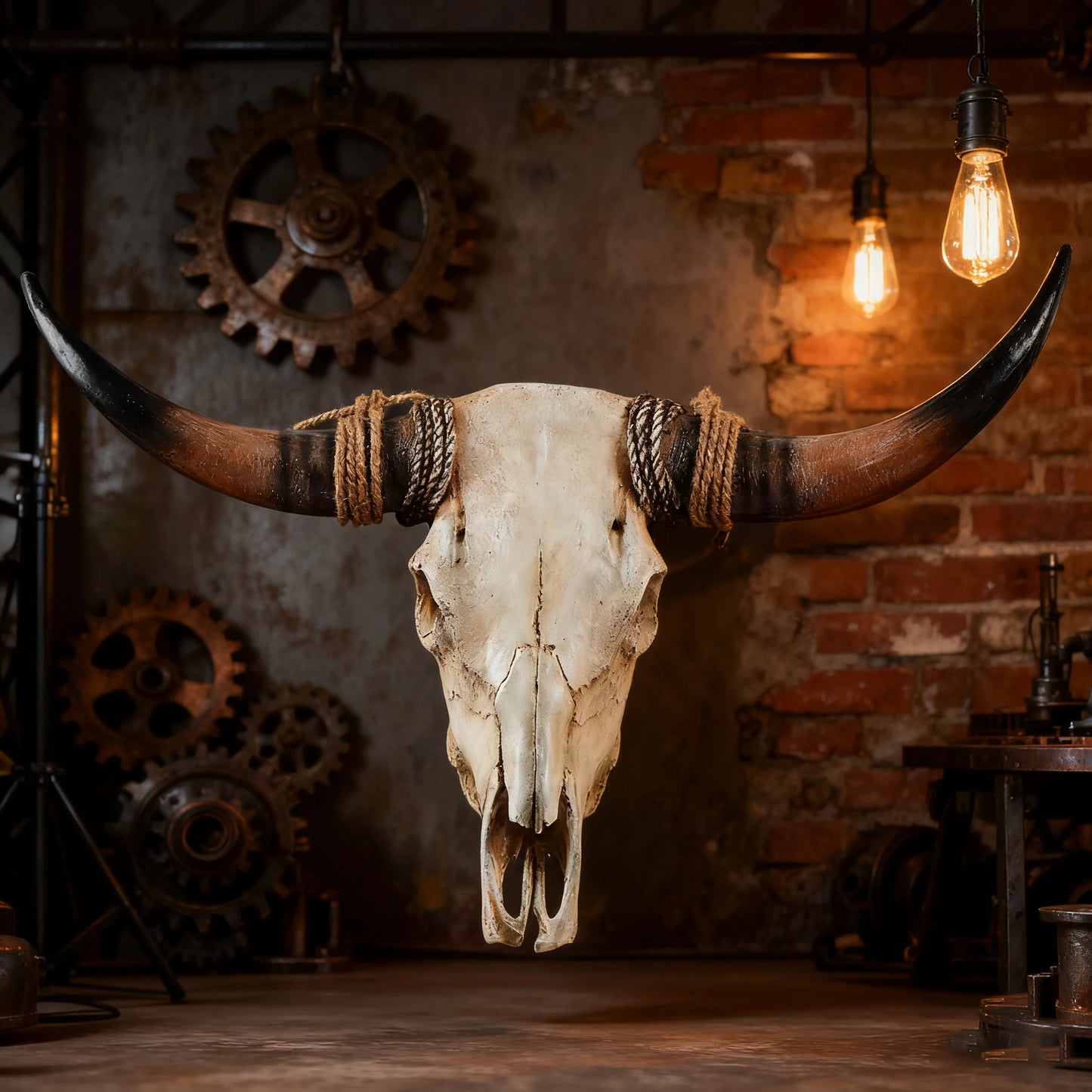 Rustic Style Bull Skull, Large Longhorn Bull Skull, Handmade Western Decor