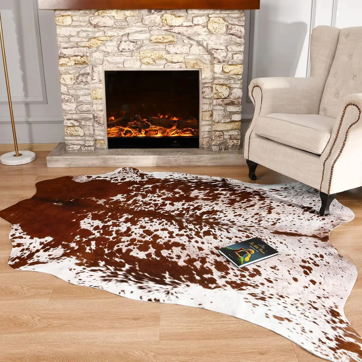 Faux Brindle Cowhide Rug 5.2x6.3 Feet